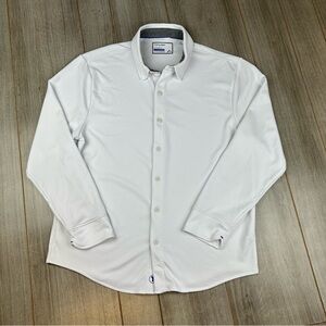 Twillory Long Sleeve Button Down Polo Solid XL Athleisure Stretch white